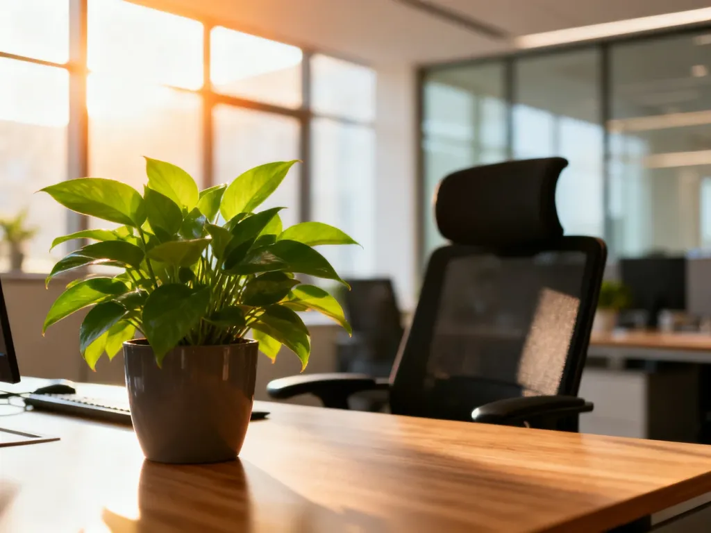 Nowoczesne, ergonomiczne stanowisko pracy w jasnym biurze, sprzyjające komfortowi i efektywności pracowników.